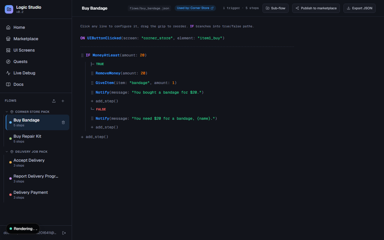 A Flow editor showing a branching MoneyAtLeast condition
